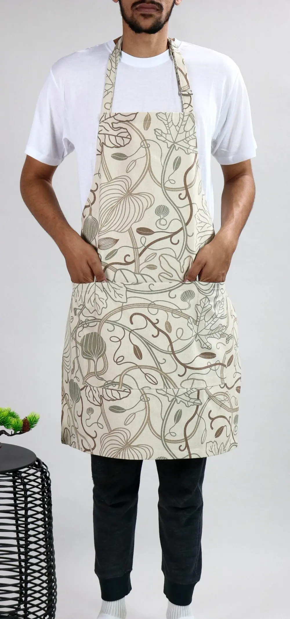 Kitchen Aprons Beige Flower