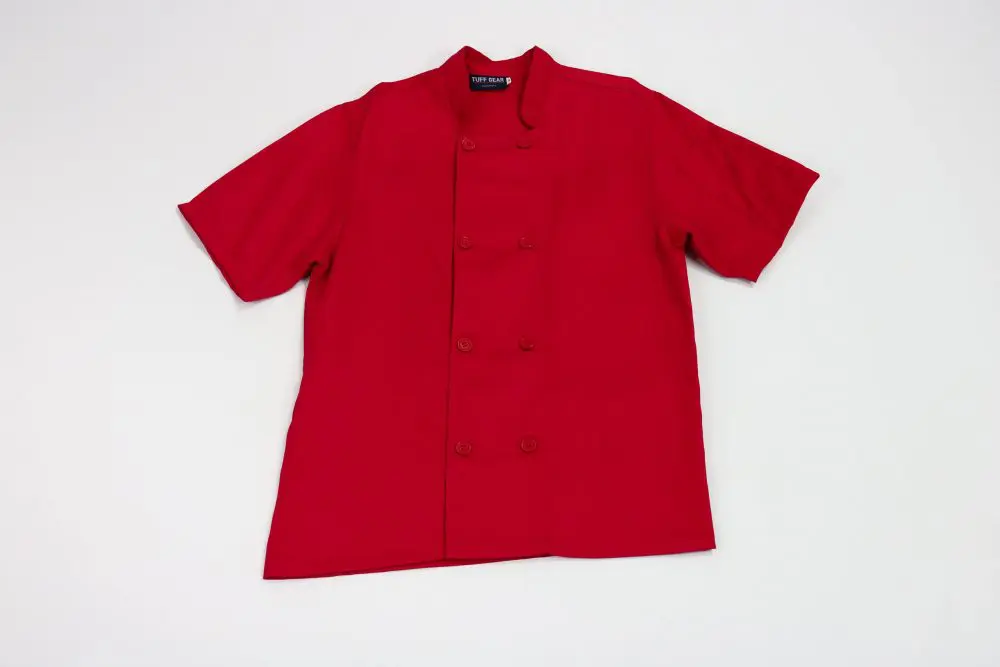 Red Short Sleeve Button Front Chef Jacket