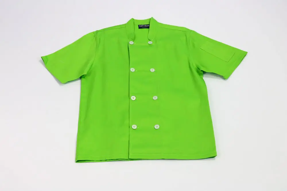 Green Short Sleeve Button Front Chef Jacket