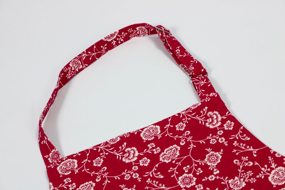 Red Floral Kitchen Aprons Strap