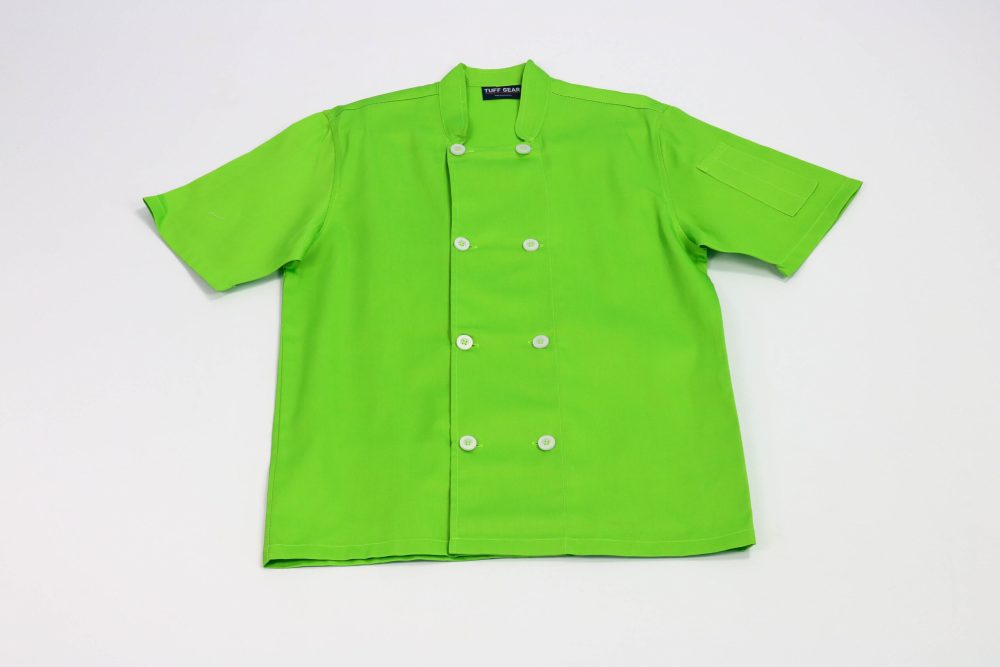 Green Short Sleeve Button Front Chef Jacket