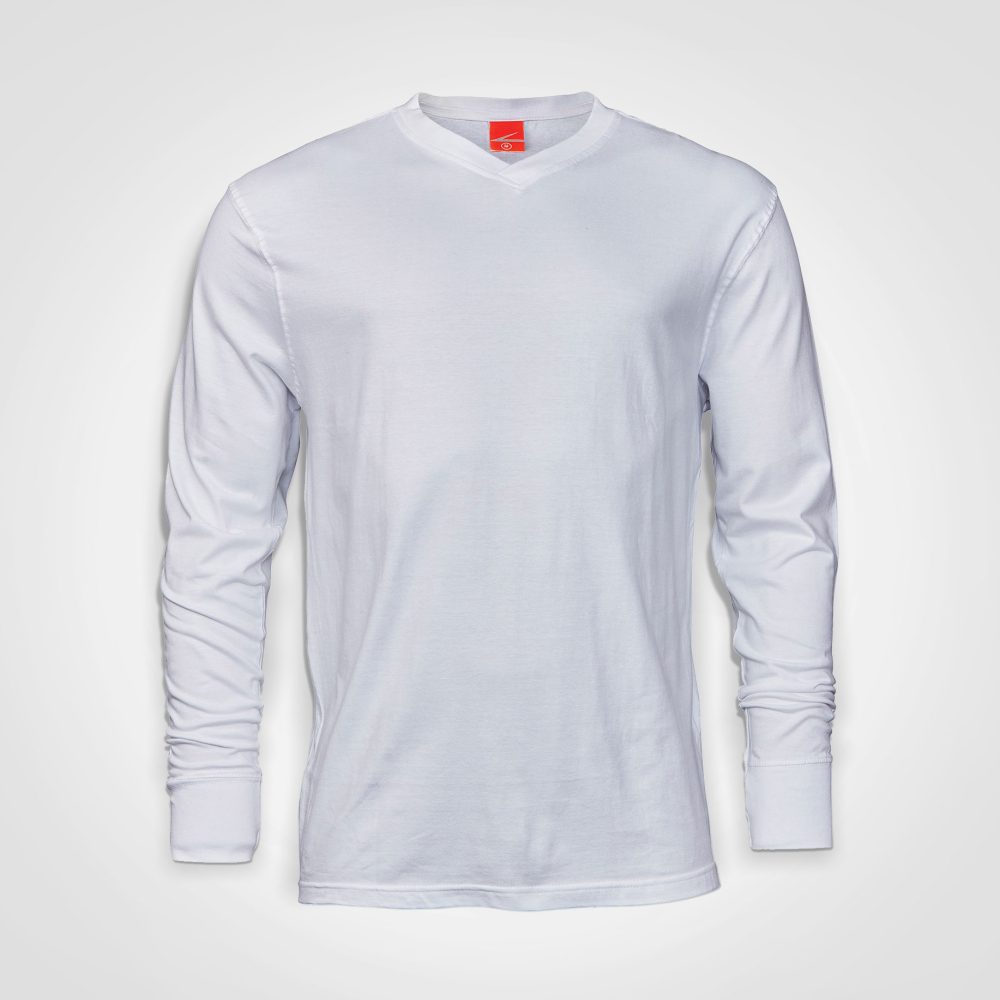 Long Sleeve V Neck T-Shirt White