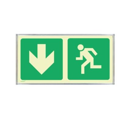 Man Running and Green Arrow Sign