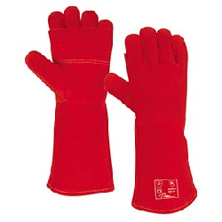 Red Heat Leather Elbow Lenght Gloves