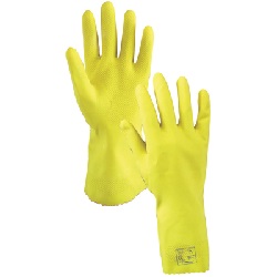 yellow rubber house hold gloves