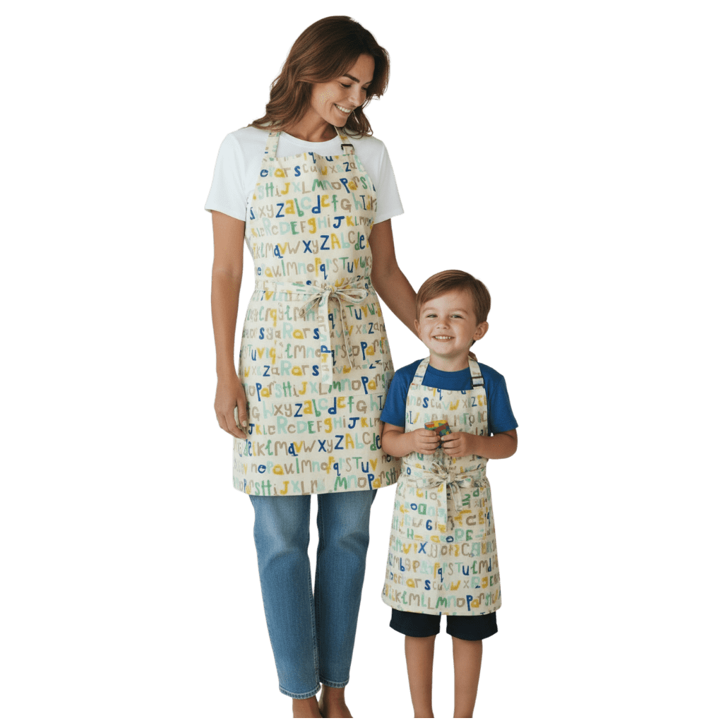 Alphabets apron mum and child